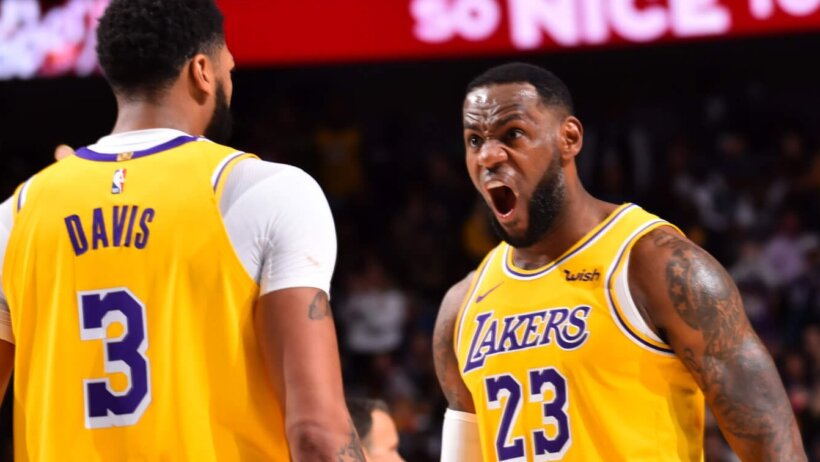 LeBron James reaction with Anthony Davis
