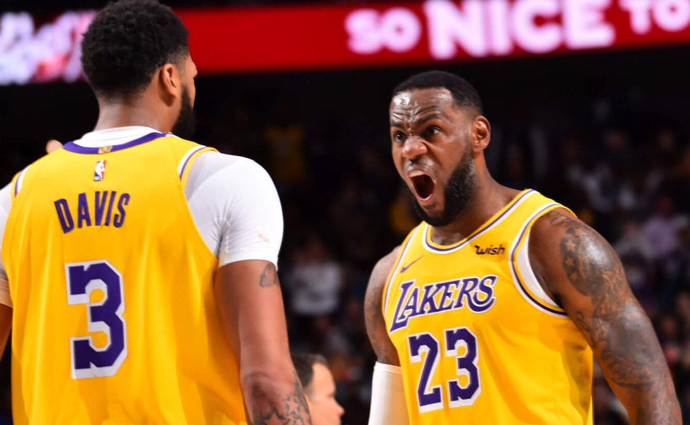 LeBron James reaction with Anthony Davis