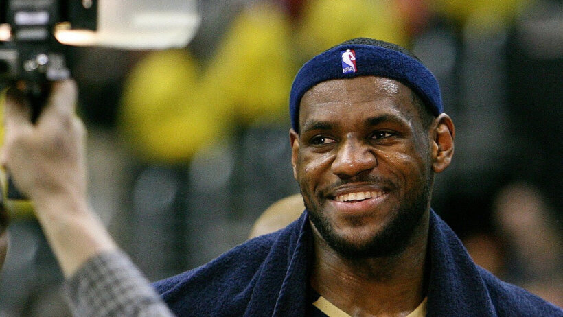 Closeup of LeBron James with the Cavaliers