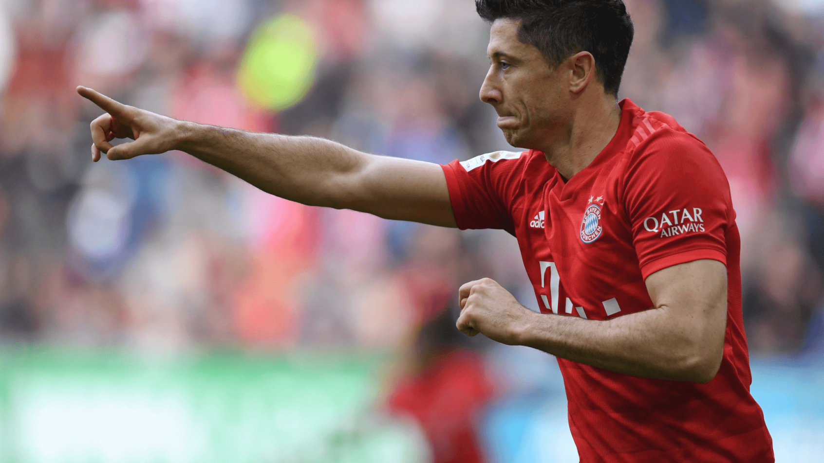 Ronert Lewandwoski celebrates another goal for Bayern Munich