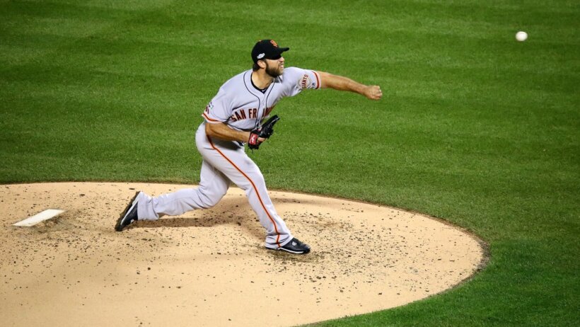 Madison Bumgarner pitching for the SF Giants