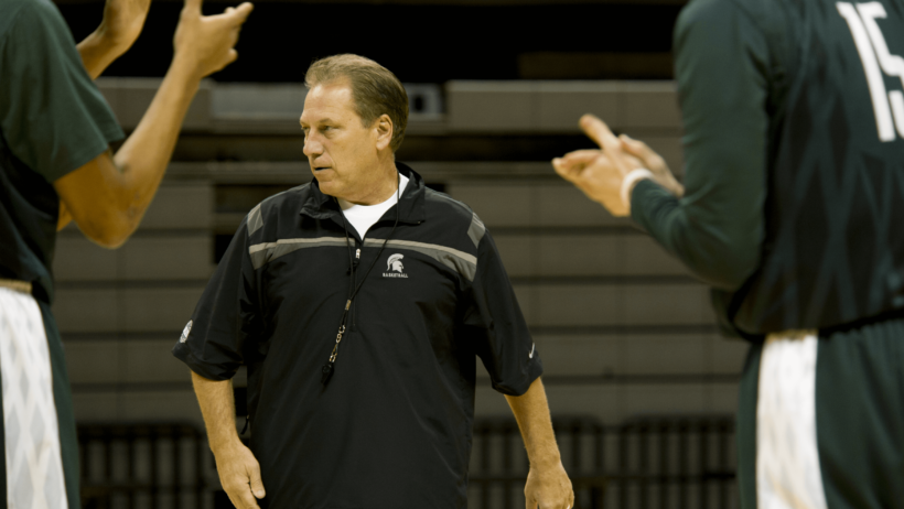 MSU Spartans head coach Tom Izzo running practice.