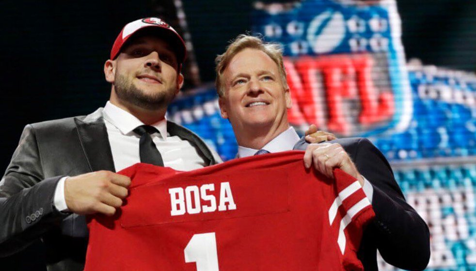 Nick Bosa being drafted by the San Francisco 49ers at the 2019 NFL Draft