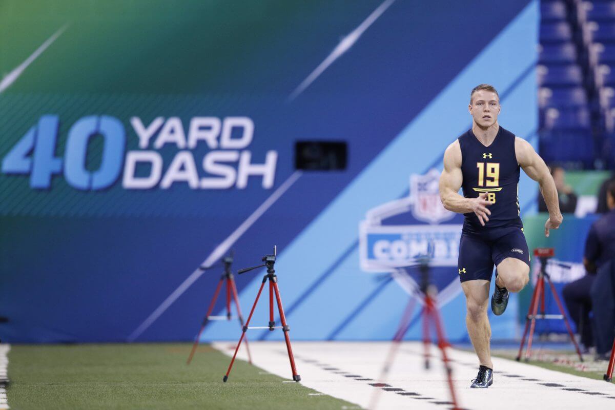 Christian McCaffrey running the 40-yard dash at the NFL Combine
