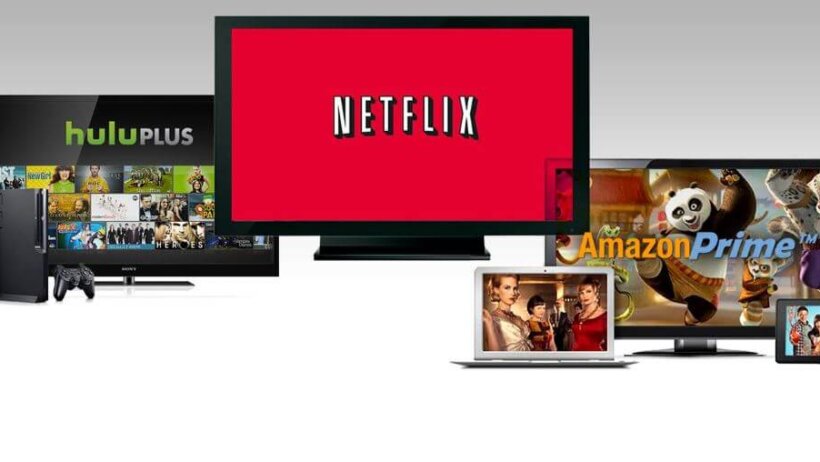 The Netflix, Hulu, and Amazon Logos