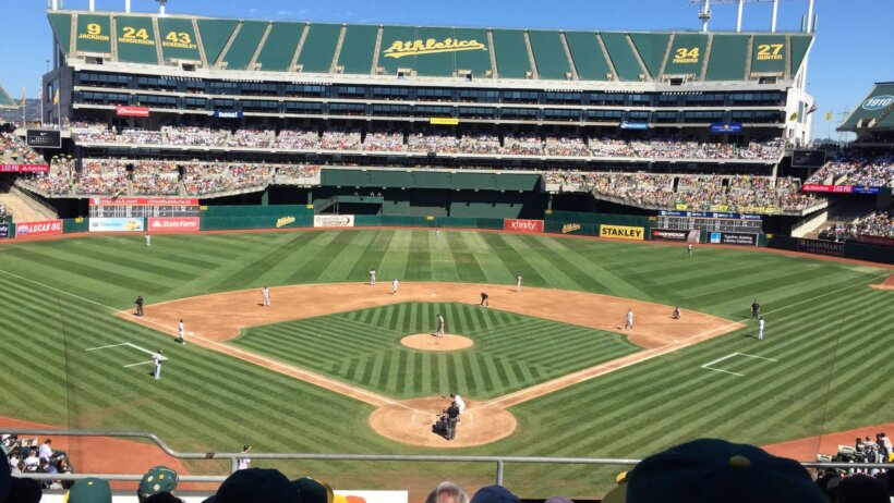 Wide shot of Oakland Coliseum
