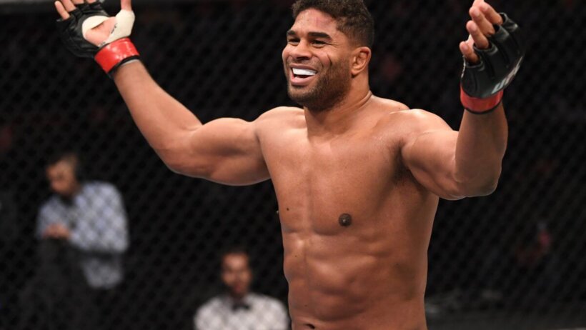 Alistair Overeem celebrating a knockout