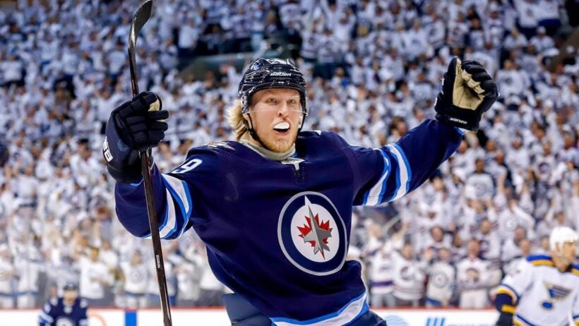 Winnipeg Jets forward Patrik Laine celebrates a goal