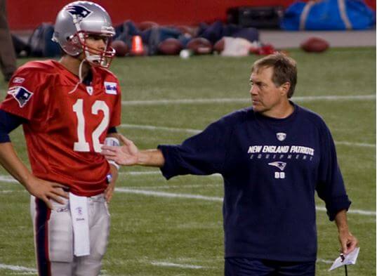Patriots QB Tom Brady and coach Bill Belichick