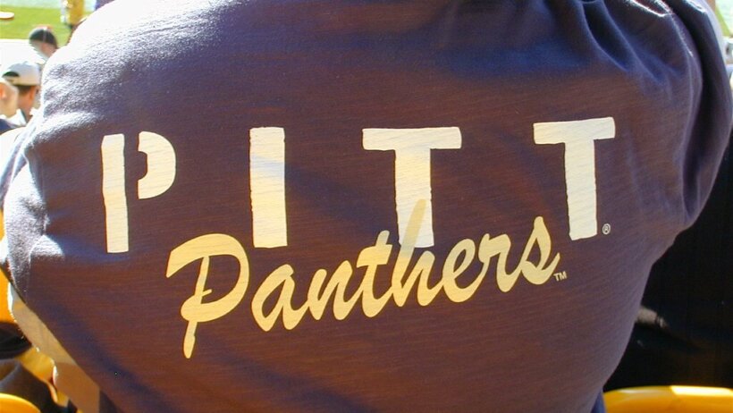 A Pitt Panthers fan donning his team's gear