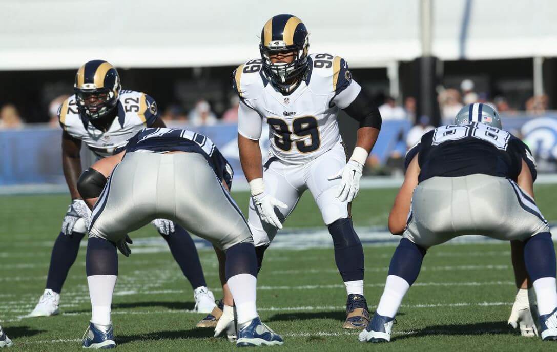 LA Rams' Aaron Donald lines up against Dallas