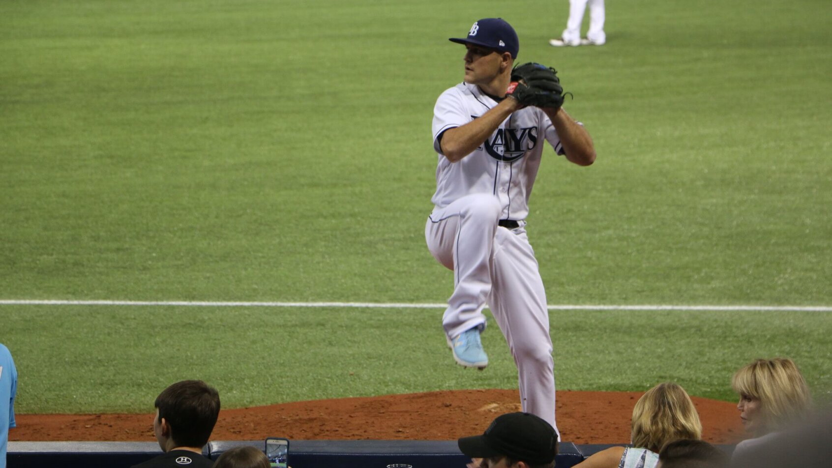 Rays pitcher warming up in the bullpen