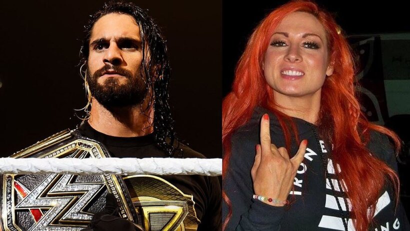 Side-by-side image of Seth Rollins and Becky Lynch