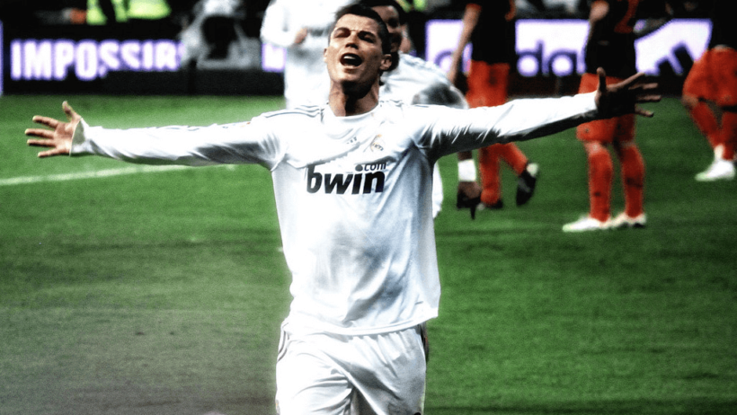 Cristiano Ronaldo celebrating a goal for Real Madrid