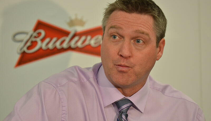 Patrick Roy during a press conference.