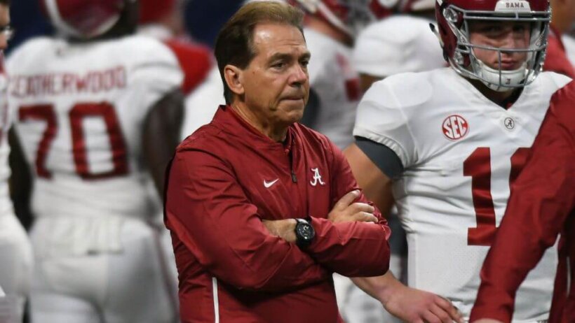 Nick Saban on field