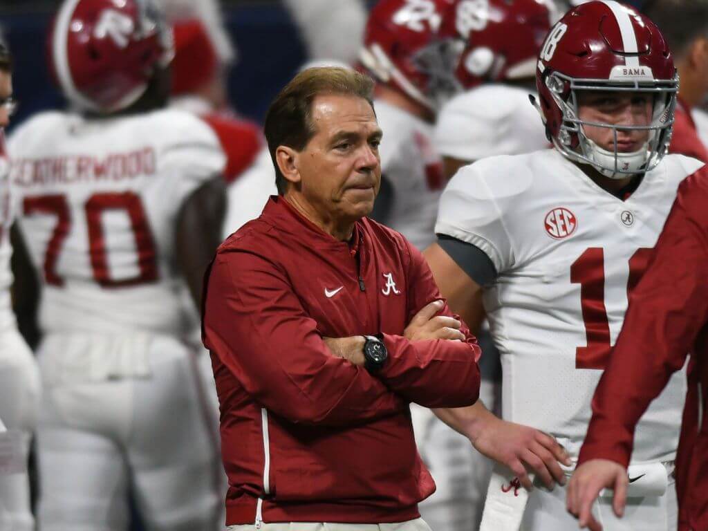 Nick Saban on field