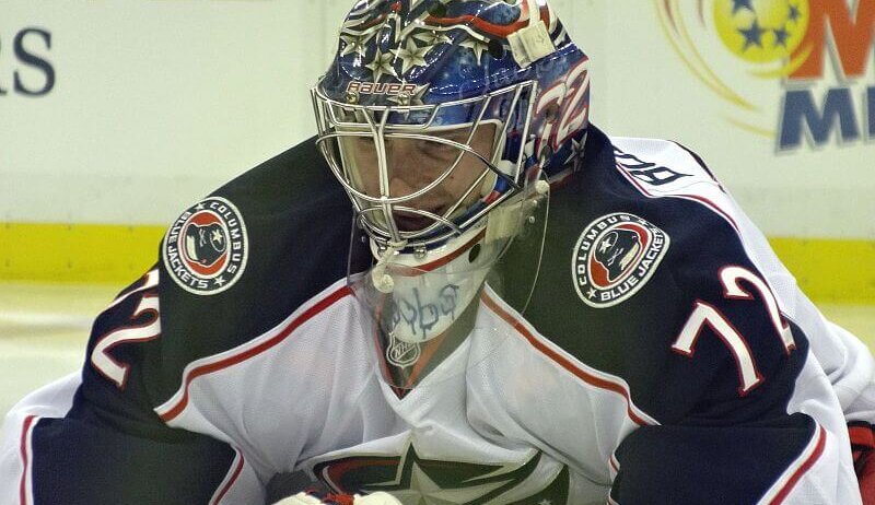 Sergei Bobrovsky playing for the Columbus Blue Jackets.