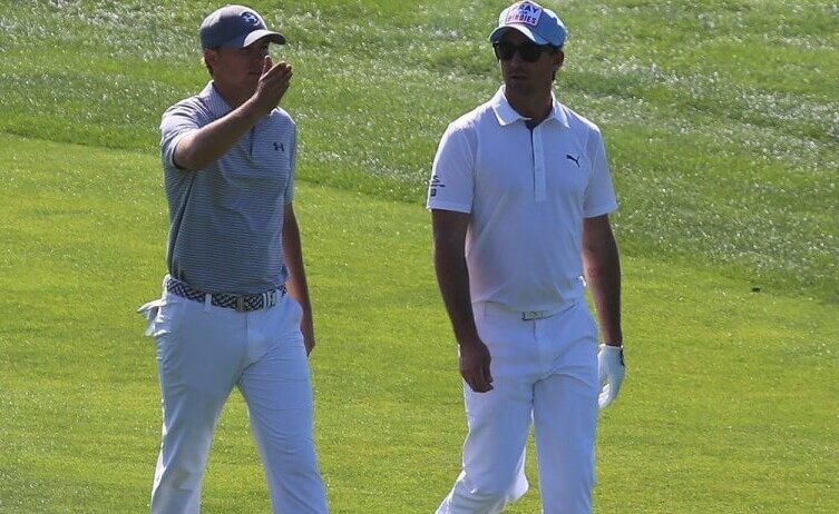 Jordan Spieth walking down a fairway