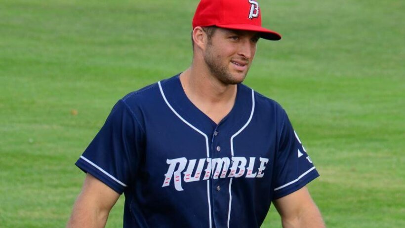 Tim Tebow playing baseball