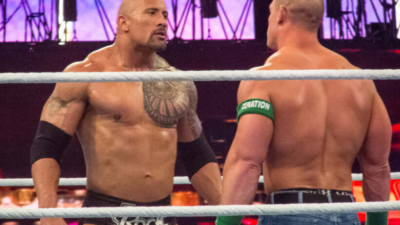 The Rock face to face with John Cena
