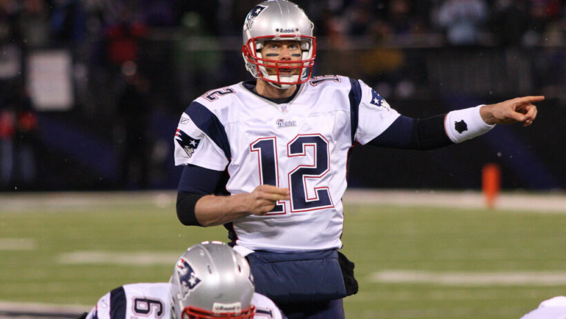 Tom Brady at the line of scrimmage