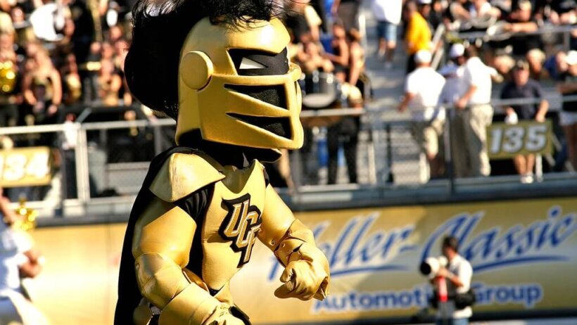 UCF Knights mascot pumping up the crowd.
