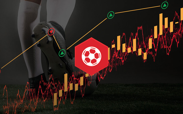 UEFA Champions League odds tracker graph with person kicking a soccer ball