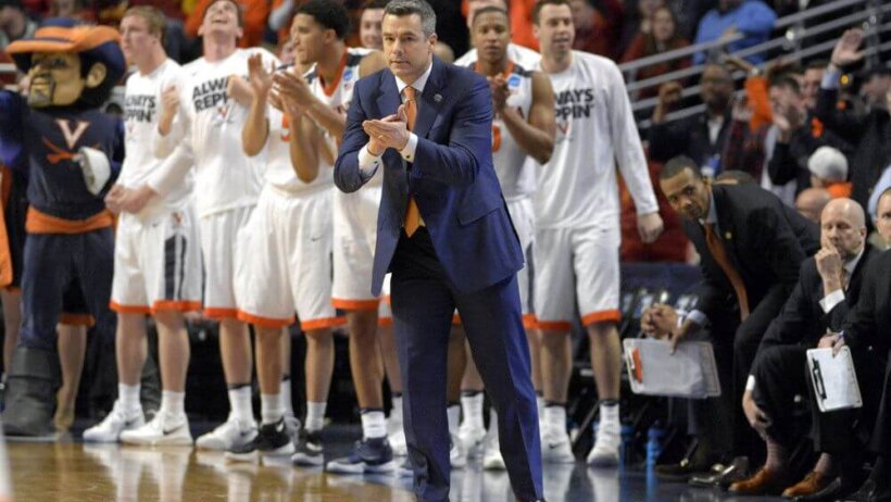 Tony Bennett coaching the Virginia Cavaliers in the Sweet 16