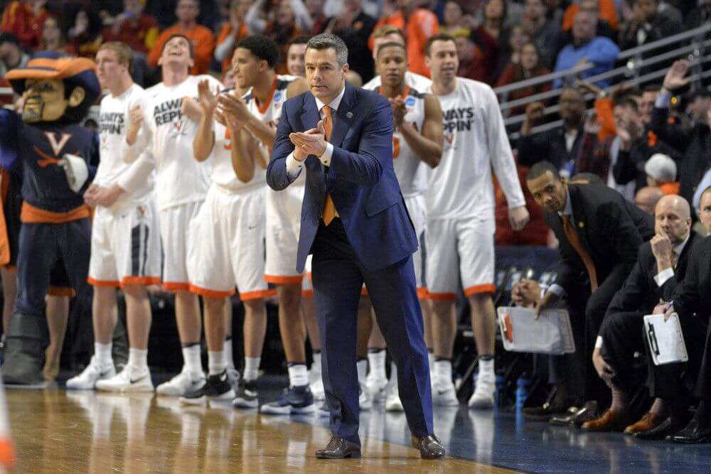 Virginia Cavaliers head coach Tony Bennett on the sideline.