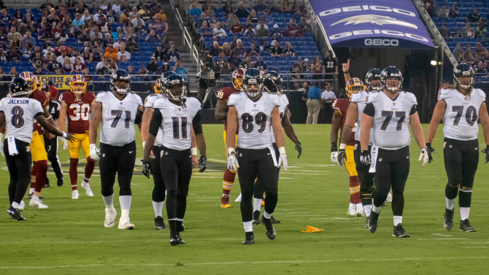 Baltimore Ravens walking off field