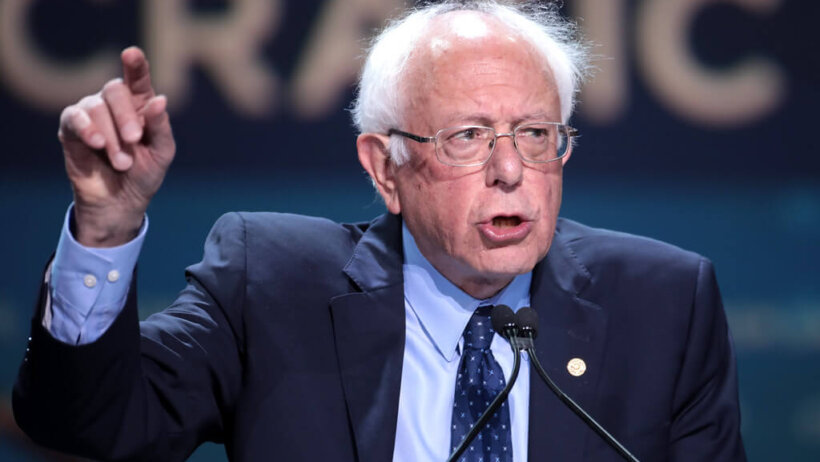 Bernie Sanders making a speech.