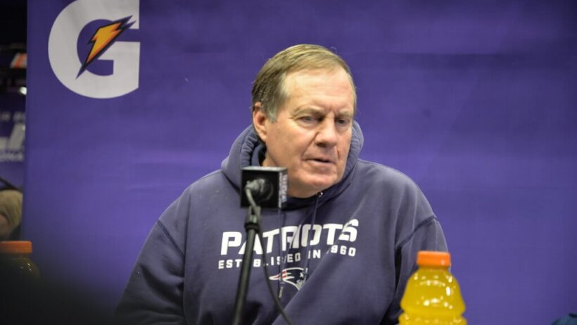 Bill Belichick at the podium