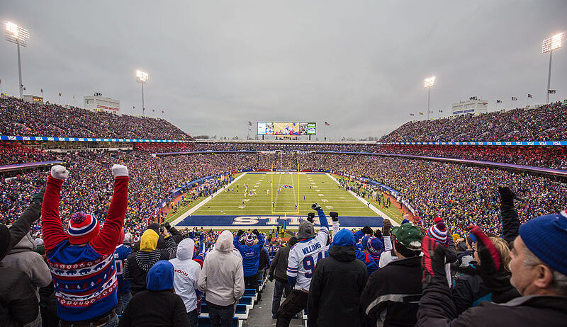Fans cheering at Orchard Park in Buffalo