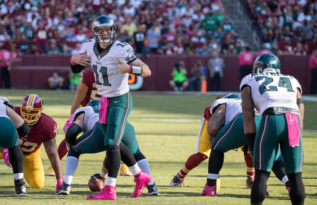Carson Wentz calling an audible
