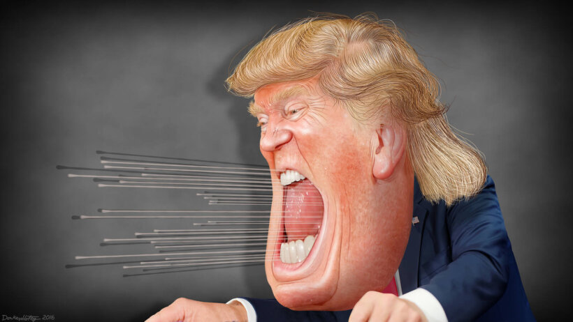 A caricature of Donald Trump.