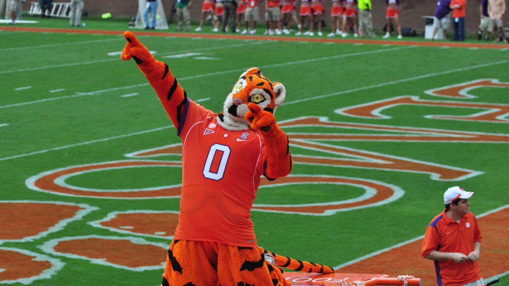 Clemson's football mascot on the field