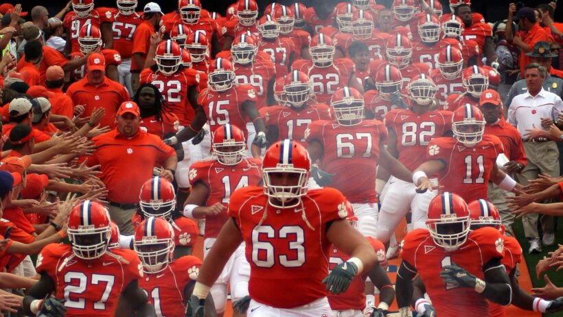 Clemson Tigers taking the field.