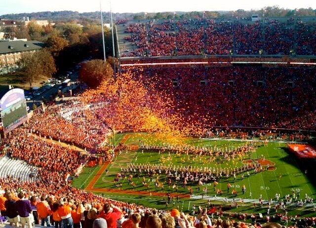 Long shot of Clemson's football stadium
