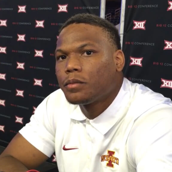 David Montgomery at a press conference while at Iowa State
