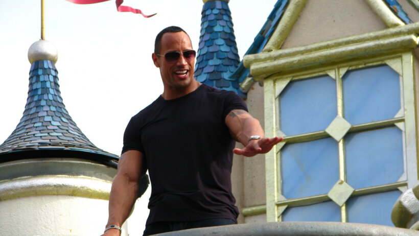 Dwayne Johnson makes a speech