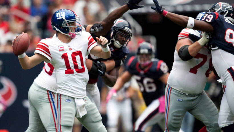 Eli Manning in the pocket