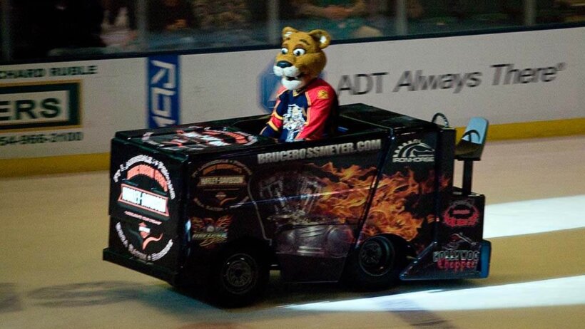 Florida Panthers mascot and Zamboni.