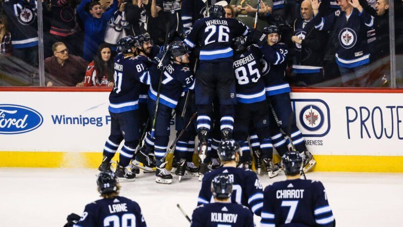 Winnipeg Jets celebrate.