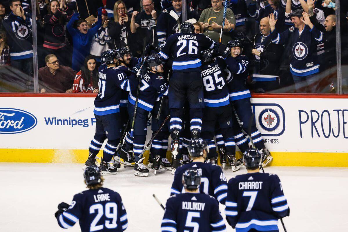 Winnipeg Jets celebrate.