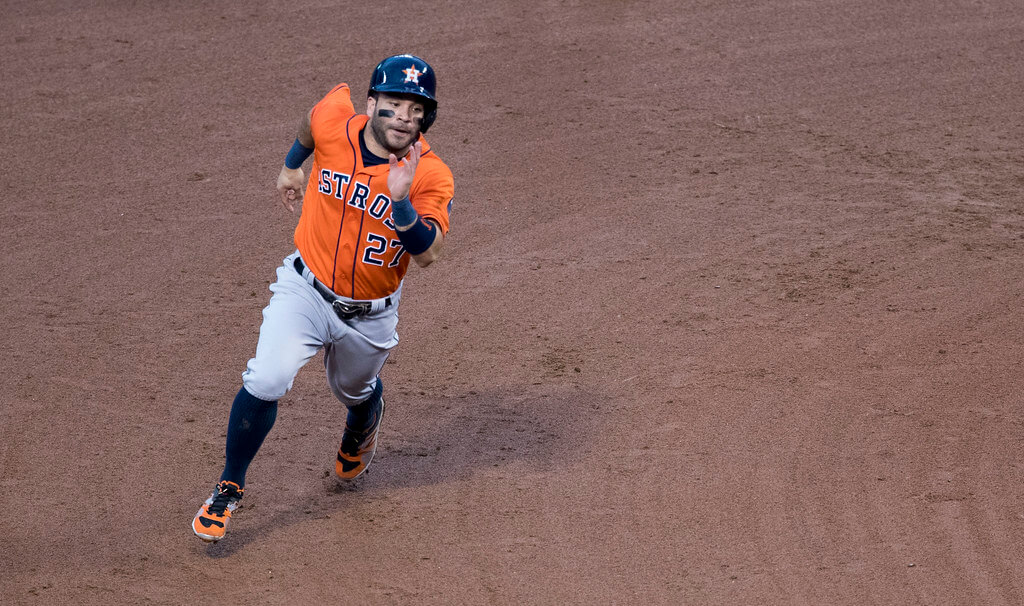 Jose Altuve rounding the bases.