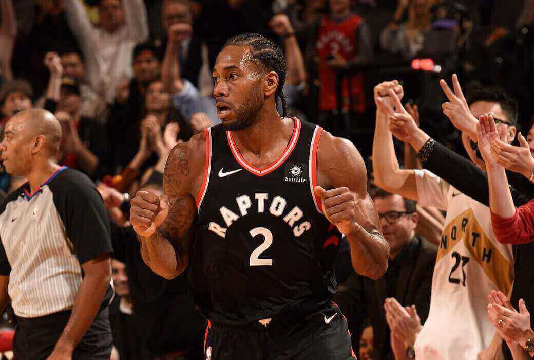 Kawhi Leonard running up court