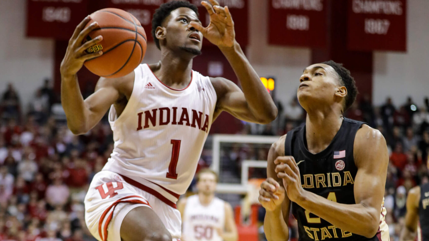 Indiana guard Al Durham rising for a layup