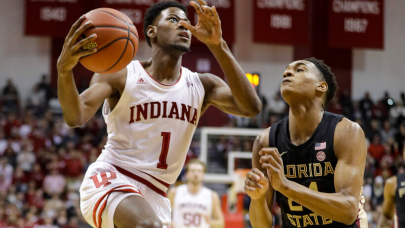 Indiana guard Al Durham rising for a layup