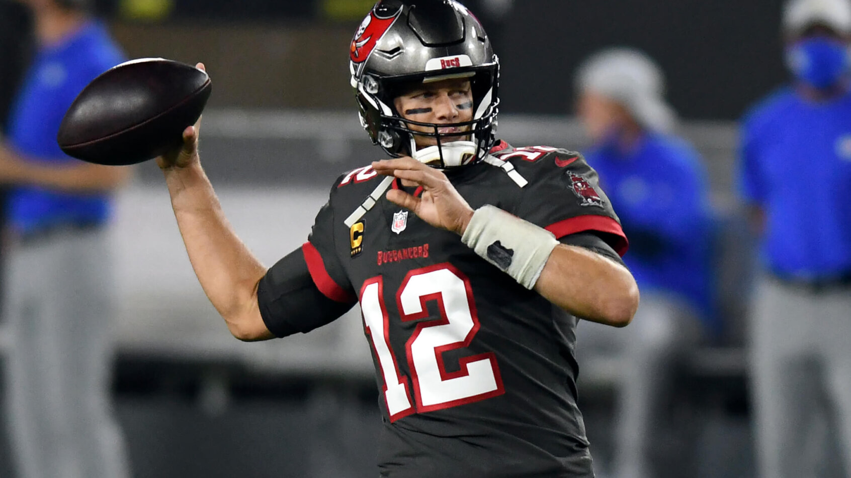 Tampa Bay Buccaneers quarterback Tom Brady (12) throwing a pass